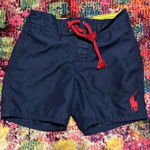 Ralph Lauren board shorts size 3T. Navy blue and red.
